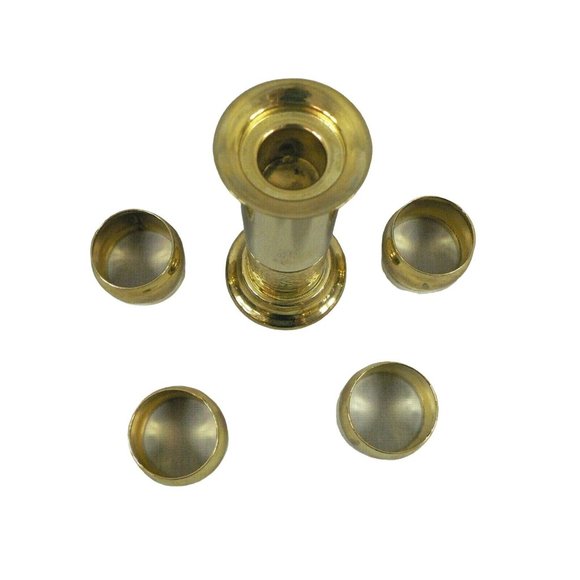 Candlestick Brass with Napkin Rings, Stacked on Brass Candlestick Base 4 Rings a - Picture 6 of 11